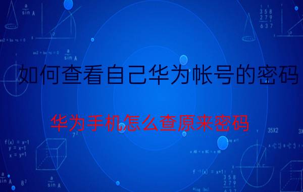 如何查看自己华为帐号的密码 华为手机怎么查原来密码？